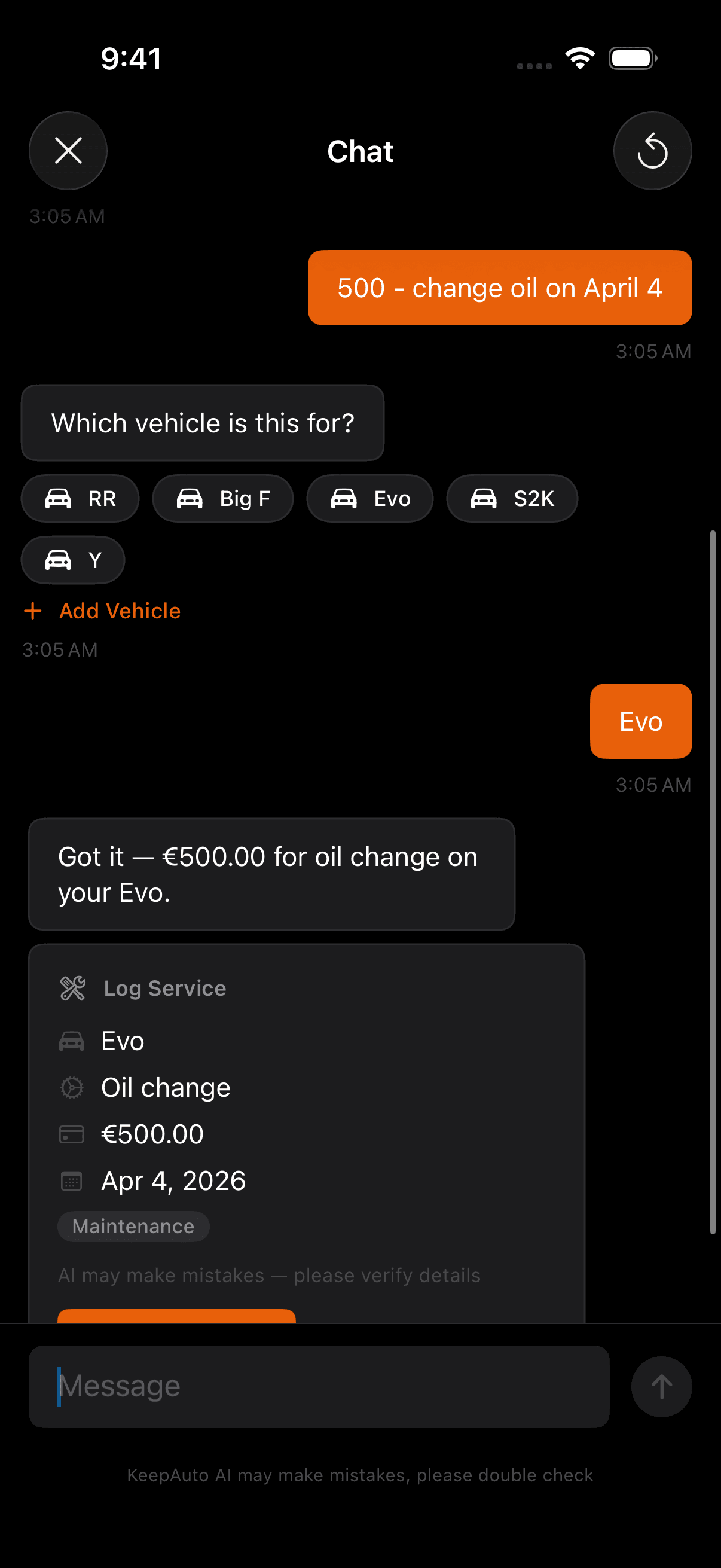 On-device AI chat for logging services